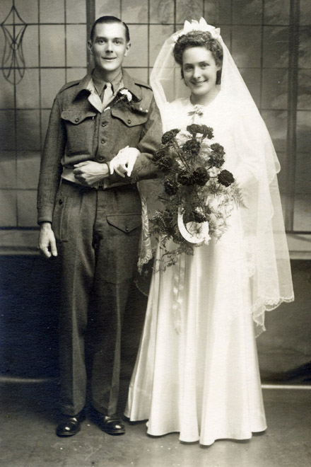 Arthur Hirst and Peggy Lavington<br>On their Wedding Day (1945)