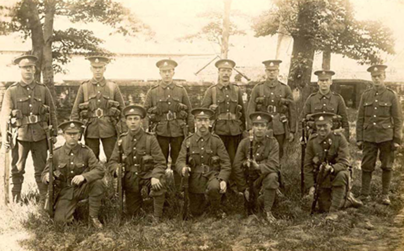 Men of the 4th Battalion Sherwood Foresters<br>At a Training Camp - August 1914