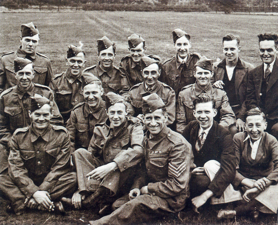 Members of the Lofthouse and Robin Hood Home Guard<br>Photograph taken on the playing fields of Rothwell Grammar School (date unknown).<br>I believe Thomas is the one in the middle of the back row.